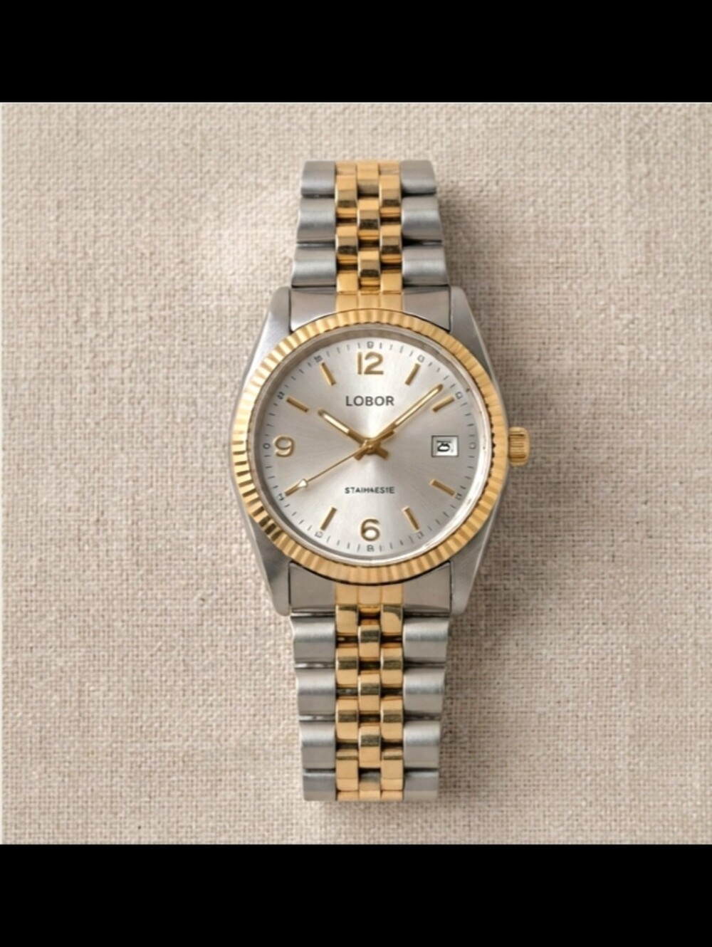 Vintage Unisex Late 1990s/Early 2000s Lobor Two-Tone Watch | New Old Stock
